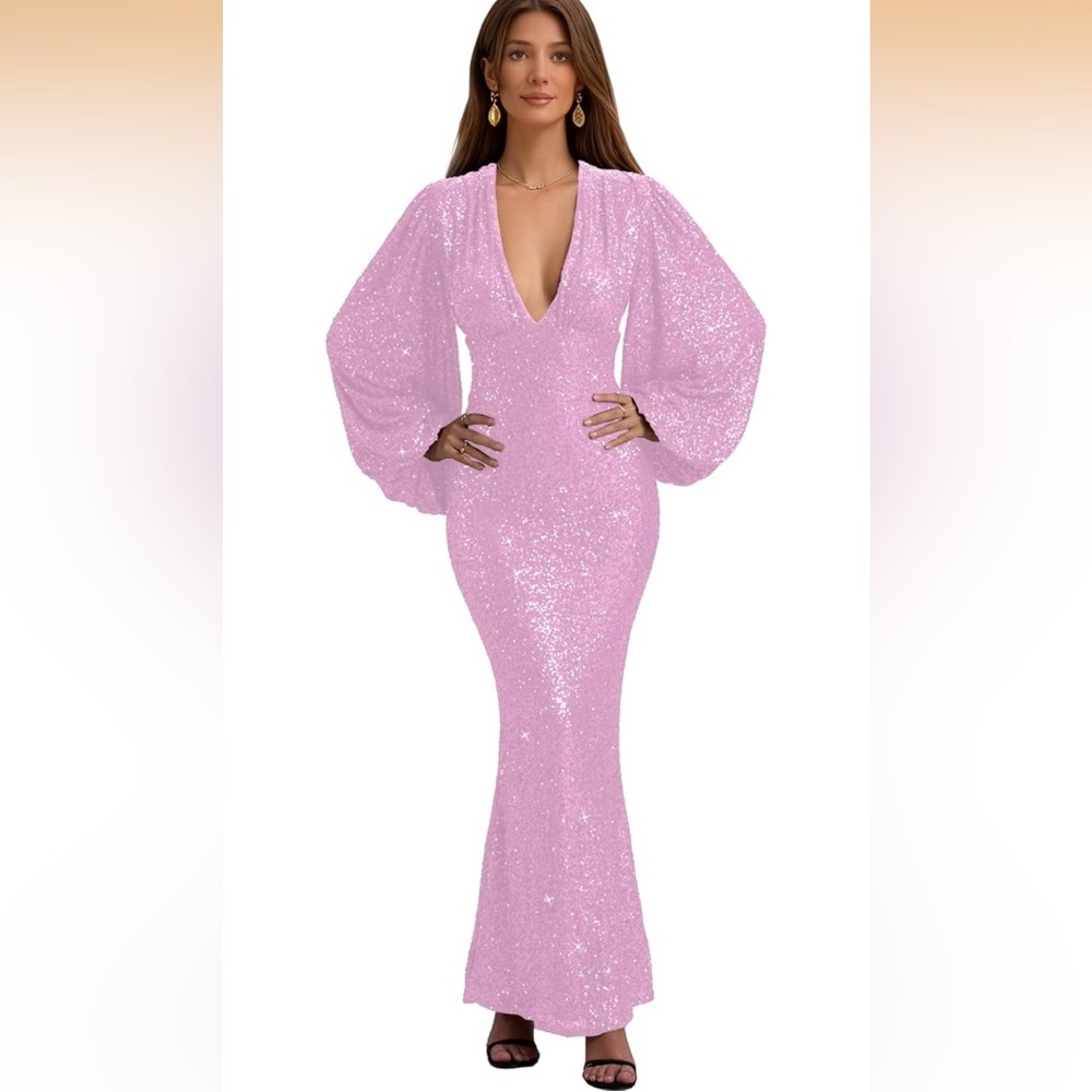 Elegant Pink Sequin Gown